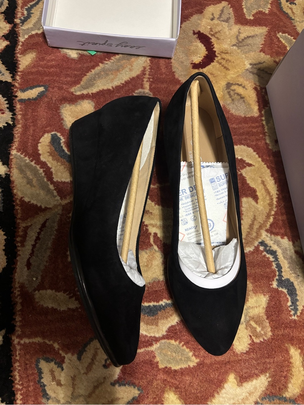 Avery Black Suede Pointed Toe Wedge Flats